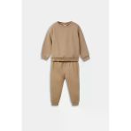 Defacto E8430a5bg109 Bej Erkek Bebek 2'Li Takım Basic Düz Sweatshirt Eşofman Altı