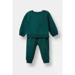 Defacto E8430a5gn671 Yeşil Erkek Bebek 2'Li Takım Basic Düz Sweatshirt Eşofman Altı