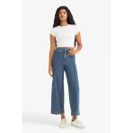 Defacto E9160axnm28 Mavi Culotte Yüksek Bel Crop Fit Crop Jean Kar Yıkamalı Pantolon