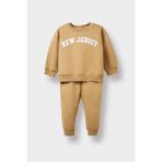 DeFacto Erkek Bebek 2'li Takım Baskılı Sweatshirt Eşofman Altı E8985A525AU - 9 - 12 Ay - Bej-BG109