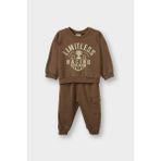 DeFacto Erkek Bebek 2'li Takım Baskılı Sweatshirt Eşofman Altı G5132A525WN - Kahve-BN589 - 5 - 6 Yaş