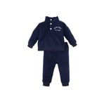 DeFacto Erkek Bebek 2'li Takım Dik Yaka Düğmeli Baskılı Polar Sweatshirt Eşofman Altı Lacivert 12-18 Ay