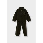 DeFacto Erkek Bebek 2li Takım Nakışlı Polar Dik Yaka Düğmeli Sweatshirt Eşofman Altı F7603A525WN