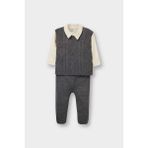 DeFacto Erkek Bebek 3'lü Takım Triko Yelek Uzun Kollu Çıtçıtlı Body Pantolon C9597A525WN - Gri-GR164 - 3 - 6 Ay