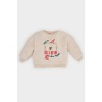 DeFacto Erkek Bebek Bisiklet Yaka Yılbaşı Temalı Pelüş Sweatshirt D6594A524WN