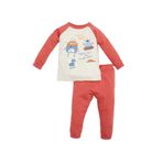 DeFacto Erkek Bebek Pijama Takımı Araç Baskılı Uzun Kollu Penye Üst Beli Lastikli Uzun Alt Turuncu 5/6 Yaş