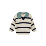 DeFacto Erkek Bebek Polo Yaka Çizgili Triko Kazak, 18-24 AY, C8879A525AU, Ekru-ER105, Bebek-Erkekler