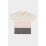 DeFacto Erkek Bebek Polo Yaka Renk Bloklu Pike Kısa Kollu Tişört B9247A525SM - Gri-GR452 - 18 - 24 Ay