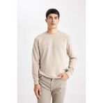 DeFacto Erkek Bej Oversize Fit Geniş Kesim Basic Düz Pamuklu Kapüşonlu Sweatshirt B7833AXNS - Bej-BG208