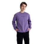 DeFacto Erkek Boxy Fit Bisiklet Yaka Sweatshirt,Koyu Mor, S