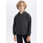 DeFacto Erkek Çocuk Basic Düz Kapüşonlu Sweatshirt B7773A8NS - 8 - 9 Yaş - Antrasit-AR102