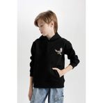 DeFacto Erkek Çocuk Baskılı Kapüşonlu Siyah Sweatshirt D3032A824WN