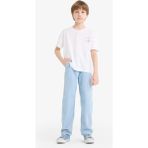 DeFacto Erkek Çocuk Beli Lastikli Düz Paça Jean Pantolon F6899A825SM - Mavi-NM39 - 7 - 8 Yaş