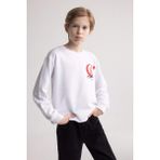 DeFacto Erkek Çocuk Beyaz Bisiklet Yaka Atatürk Baskılı Nakışlı Sweatshirt D8200A824WN