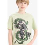 DeFacto Erkek Çocuk Bisiklet Yaka Anime Baskılı Kısa Kollu Tişört D9279A825SM - Yeşil-GN1261 - 11 - 12 Yaş