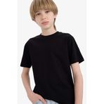 DeFacto Erkek Çocuk Bisiklet Yaka Basic Düz Kısa Kollu Okul Tişörtü, 7/8 Yaş (128cm), K1687A625AU, Siyah, Erkek Çocuklar