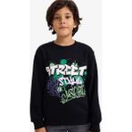 DeFacto Erkek Çocuk Bisiklet Yaka Baskılı İçi Yumuşak Tüylü Sweatshirt G5559A825CW - Siyah-BK81 - 7 - 8 Yaş