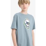 DeFacto Erkek Çocuk Bisiklet Yaka Baskılı Kısa Kollu Tişört E4161A825SM - Mavi-BE801 - -- - 11 - 12 Yaş