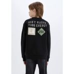 DeFacto Erkek Çocuk Bisiklet Yaka Sırt Baskılı Sweatshirt D3035A824WN - Siyah-BK81 - 11 - 12 Yaş