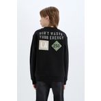 DeFacto Erkek Çocuk Bisiklet Yaka Sırt Baskılı Sweatshirt D3035A824WN
