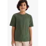 DeFacto Erkek Çocuk Bisiklet Yaka Yeşil Tişört, 11-12 Yaş, G6732A826SM, Yeşil-GN563, Erkek Çocuk