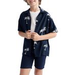 DeFacto Erkek Çocuk Erkek Çocuk Oversize Viskon Kısa Kollu Gömlek, Mavi, 7/8 Y