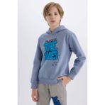 DeFacto Erkek Çocuk Kapüşonlu Baskılı Sweatshirt D4354A8NS - Mavi-BE572 - 7 - 8 Yaş