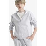 DeFacto Erkek Çocuk Kapüşonlu Okul Fermuarlı Sweatshirt X5844A625AU - 9 - 10 Yaş - Gri-GR400