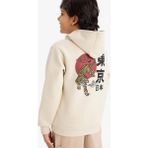 DeFacto Erkek Çocuk Kapüşonlu Sırt Baskılı İçi Yumuşak Tüylü Sweatshirt G5548A825CW - Bej-BG74 - 9 - 10 Yaş