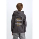 DeFacto Erkek Çocuk Kapüşonlu Sırt Baskılı Sweatshirt, 13-14 Yaş, D3060A824WN, Antrasit-AR223, erkek-çocuk