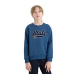 DeFacto Erkek Çocuk Lacivert Regular Fit Bisiklet Yaka Nakışlı Kalın Sweatshirt İndigo 5/6 Yaş