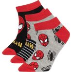 DeFacto Erkek Çocuk Marvel Spiderman 3'lü Pamuklu Patik Çorap Z9030A6NS - Çok Renkli-KR1 - 35 - 39
