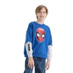 DeFacto Erkek Çocuk Marvel Spiderman Oversize Geniş Kalıp Bisiklet Yaka Sweatshirt Mavi 7/8 Yaş