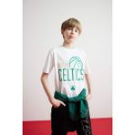 DeFacto Erkek Çocuk NBA Boston Celtics Bisiklet Yaka Kısa Kollu Tişört D9549A825SM - Beyaz-WT34 - 9 - 10 Yaş
