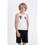DeFacto Erkek Çocuk NBA Chicago Bulls Bisiklet Yaka Atlet C4454A824HS - Beyaz-WT34 - 9 - 10 Yaş