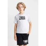 DeFacto Erkek Çocuk NBA Wordmark Bisiklet Yaka Kısa Kollu Tişört C4258A824HS - Gri-GR400 - 9 - 10 Yaş
