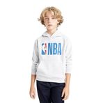 DeFacto Erkek Çocuk NBA Wordmark Kapüşonlu Kalın Sweatshirt Gri 7/8 Yaş
