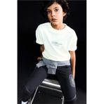 DeFacto Erkek Çocuk Oversize Bisiklet Yaka Baskılı Kısa Kollu Tişört, 11-12 Yaş, G6148A826SM, Sarı-YL521, Erkek Çocuk