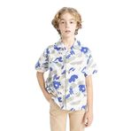 DeFacto Erkek Çocuk Oversize Fit Desenli Viskon Kısa Kollu Gömlek Bej 11/12 Yaş