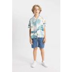 DeFacto Erkek Çocuk Oversize Fit Polo Yaka Viskon Kısa Kollu Gömlek Yeşil 5/6 Yaş
