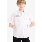 DeFacto Erkek Çocuk Oversize Geniş Kalıp Polo Yaka Baskılı Poplin Kısa Kollu Gömlek E5034A825SM