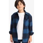 DeFacto Erkek Çocuk Oversize Geniş Kalıp Polo Yaka Kareli Flanel Uzun Kollu Gömlek G3461A825WN - 7 - 8 Yaş - Lacivert-NV64