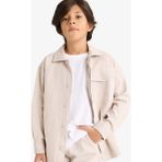 DeFacto Erkek Çocuk Oversize Geniş Kalıp Polo Yaka Uzun Kollu Gömlek G3621A825AU - 13 - 14 Yaş - Gri-GR302