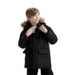 DeFacto Erkek Çocuk Parka Mont Çıkarılabilir Suni Kürk Yaka Kapüşonlu Pelüş Astar Siyah 7/8 Yaş