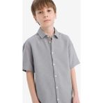 DeFacto Erkek Çocuk Polo Yaka Dokulu Kısa Kollu Gömlek E7003A825HS - Gri-GR265 - 8 - 9 Yaş