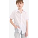DeFacto Erkek Çocuk Polo Yaka Pamuklu Kısa Kollu Okul Gömleği F0298A825AU - 9 - 10 Yaş - Beyaz-WT34