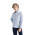 DeFacto Erkek Çocuk Polo Yaka Poplin Uzun Kollu Gömlek Mavi 5/6 Yaş