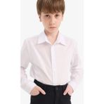 DeFacto Erkek Çocuk Polo Yaka Poplin Uzun Kollu Okul Gömleği Y1302A625AU - 9 - 10 Yaş - Beyaz-WT36