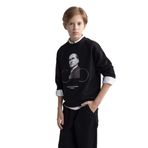 DeFacto Erkek Çocuk Regular Fit Bisiklet Yaka Atatürk Baskılı Sweatshirt Siyah 5/6 Yaş