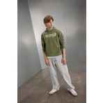 DeFacto Erkek Çocuk Sırt Baskılı Kapüşonlu Sweatshirt Haki 5/6 Yaş